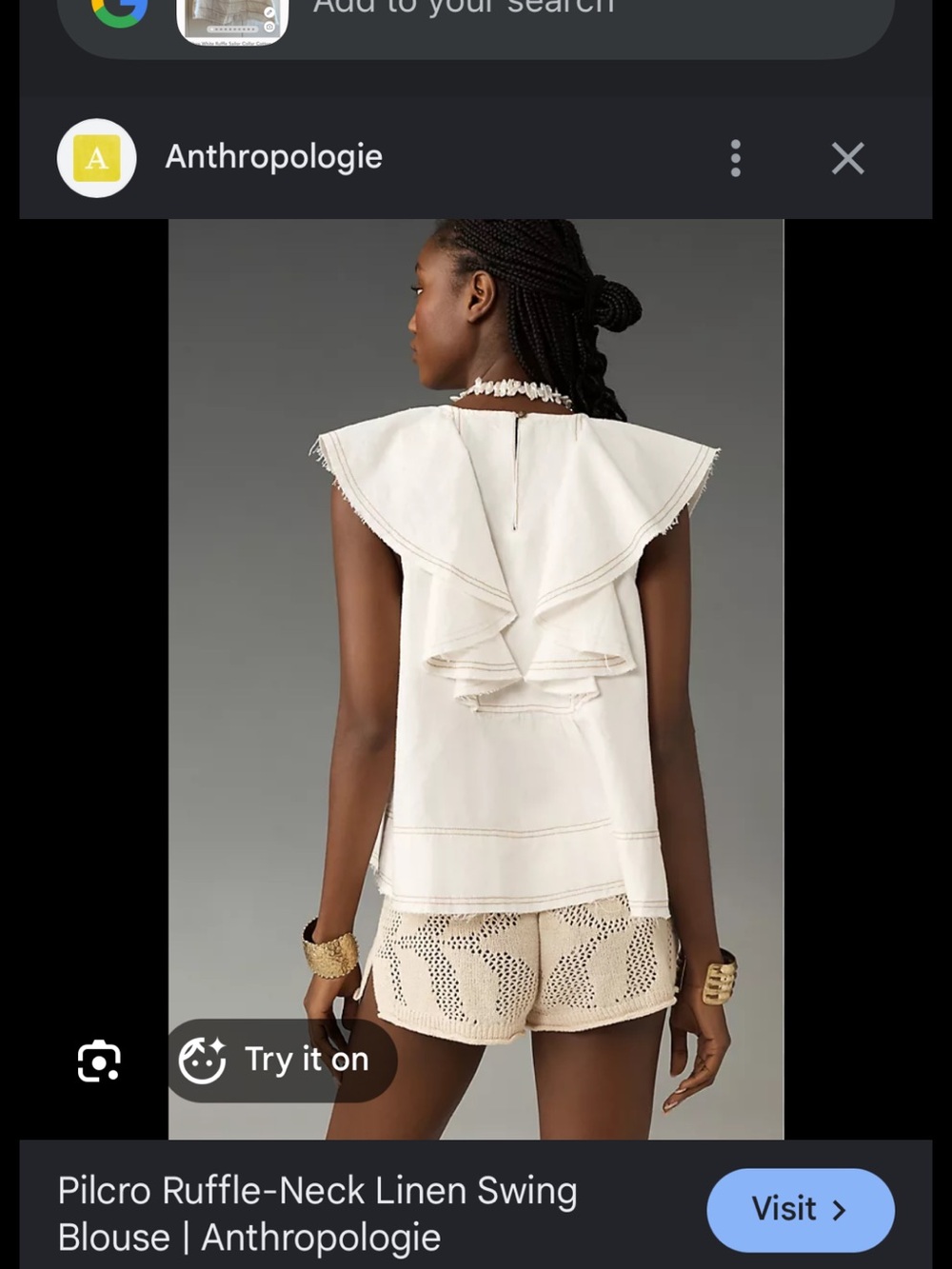 Pilcro White Ruffle Sailor Collar Top - Picture 2 of 11